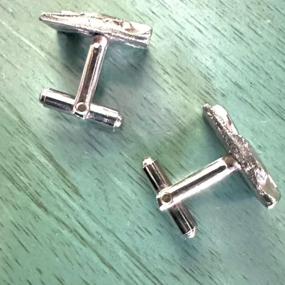 Silver tone vintage cuff links